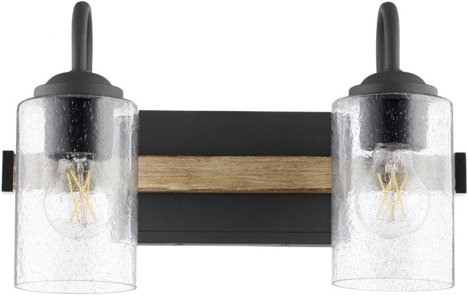 Quorum 5140-2-69 Transitional Two Light Vanity in Black Finish,