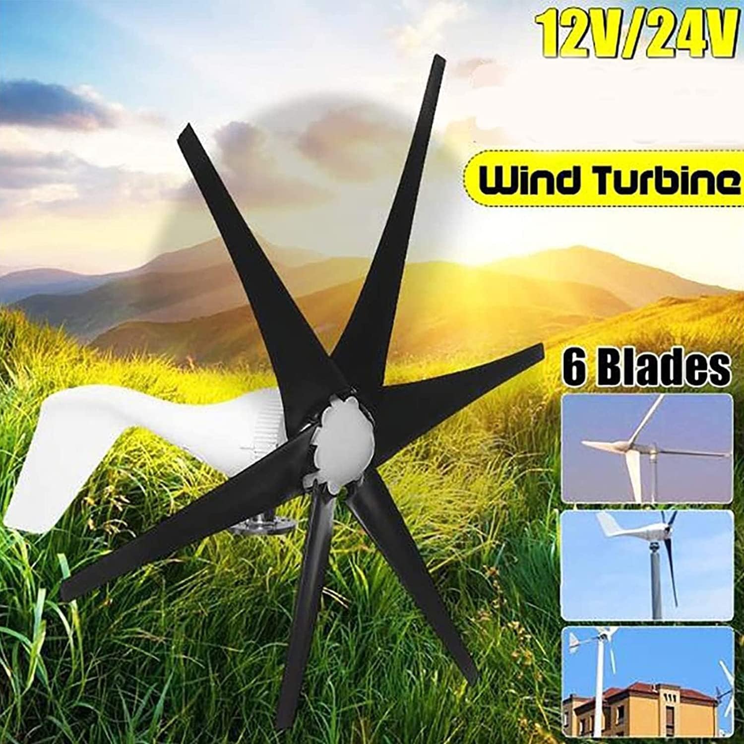 9000 W 12 V 24 V Wind Turbine with Nylon Fibre Wind Turbine Generator Home Powerful Windmill Energy Turbine