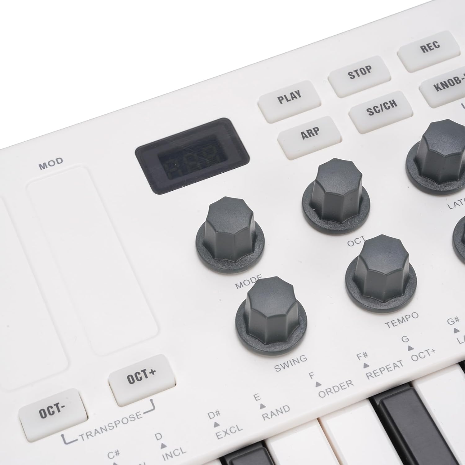 25 Key MIDI Keyboard Controller, 8 Backlit Drum Pads & 8 Assignable Rotary Knobs, Wireless Bluetooth MIDI Controller for Musician Music Production, White