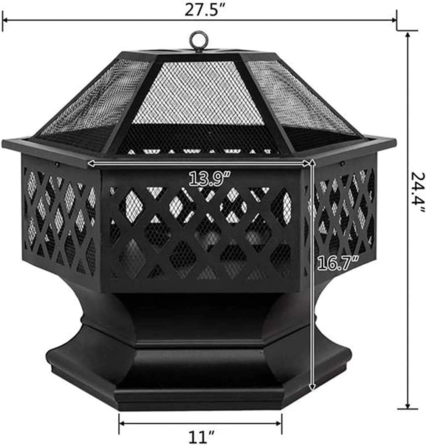 Fire Pit, Iron Fire Pit Outdoor Patio BBQ Camping Bonfire, Outdoor Fireplace Fire Bowl with Spark Screen, Great for Outdoor and Patio