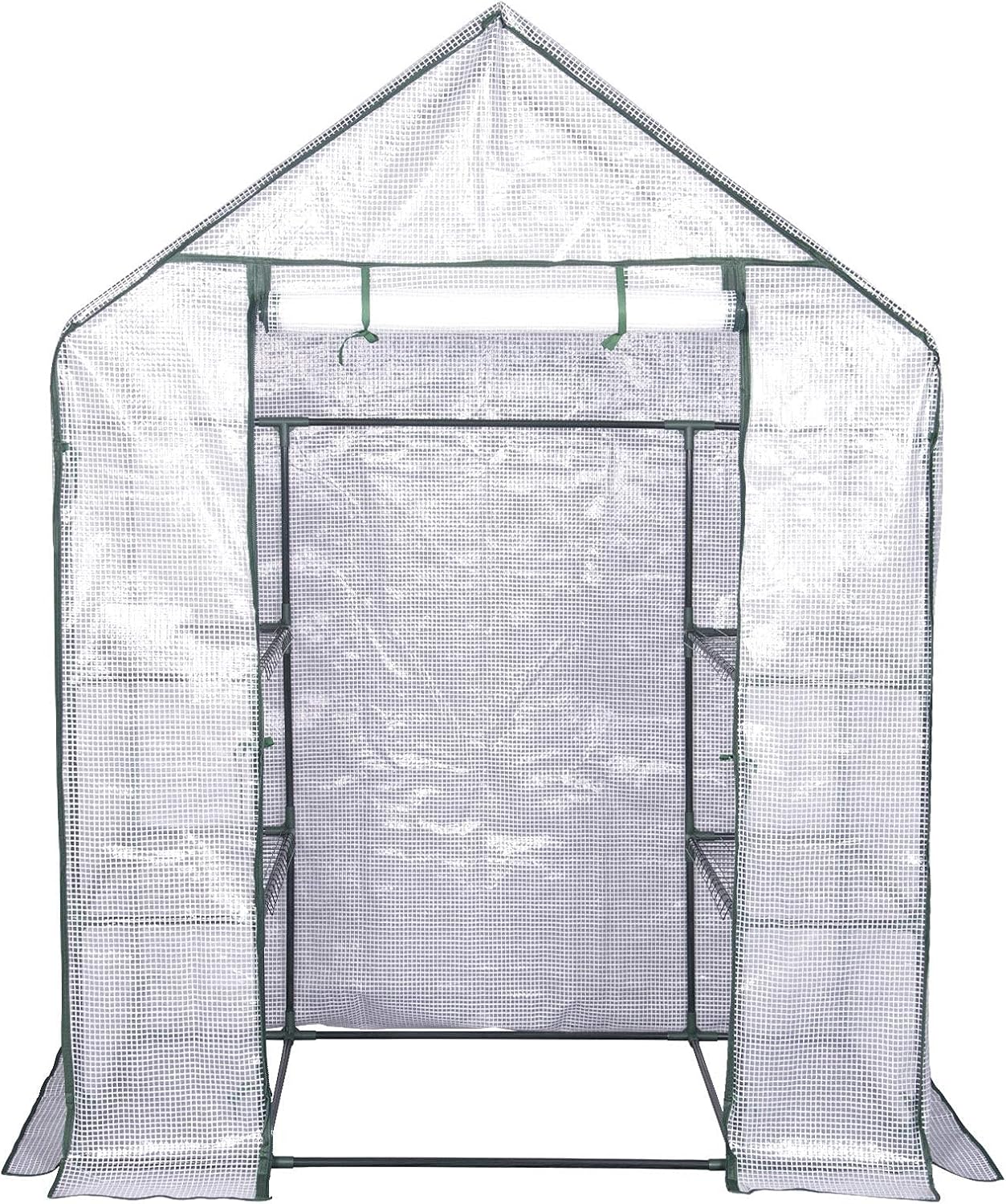 Large Walk-in Garden Greenhouse Cover Tomato Greenhouse Tent Double Zipper with 4 Shelves and Removable Waterproof PE Cover for Outdoor Garden Lawn (Color : White, Size : 143×73×195cm)