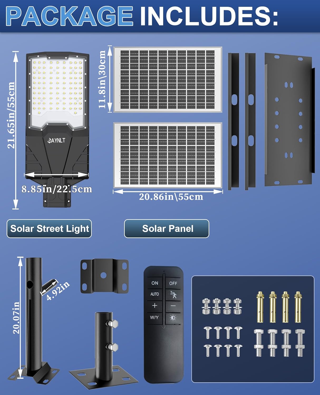 JAYNLT X-18000W Solar Street Lights Outdoor, 6500K Ultra-Large Parking Lot Lights Commercial Dusk to Dawn,IP67 Waterproof Solar Power Flood Security Lamps for Playground,Garage