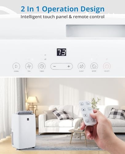14000 BTU Portable Air Conditioner Unit, Air Conditioner with Remote Control, Cool, Fan and Dry Function, Sleep Mode/24Hrs Timer, Quiet Operation, 110-115V, Cools 700 Sq.ft