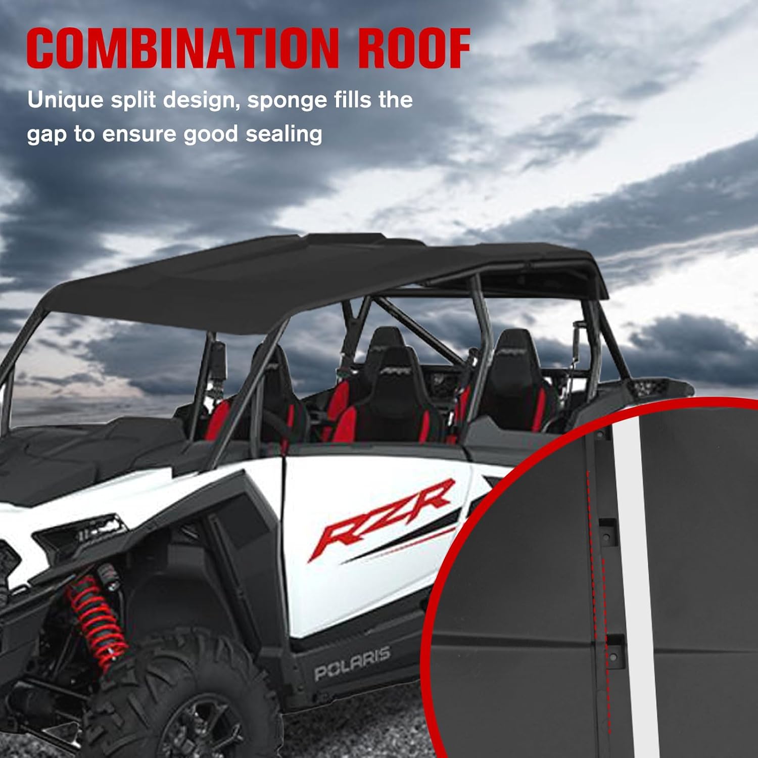 Sport Roof Top for Polaris RZR XP 4 1000 2024 2025, Dustproof Resistant Hard Coat Poly Roof 5-Pieces Combination Roof Sun Visor for Polaris RZR XP 1000 2024+ Accessories(5PCS, 2884554)