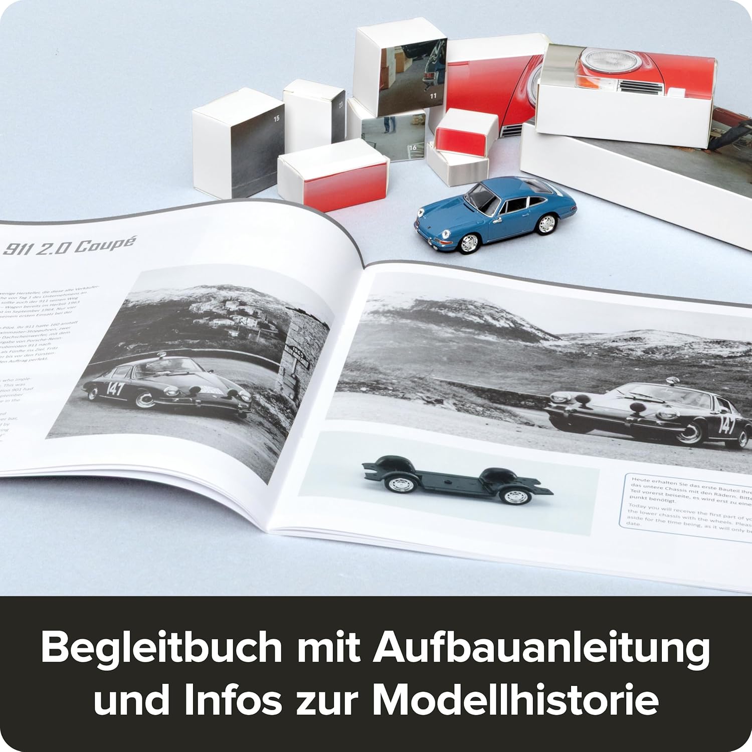 FRANZIS Porsche 911 67664 Advent Calendar Model Kit 1:43 Scale Includes Sound Module and 52 Page Accompaniment Book