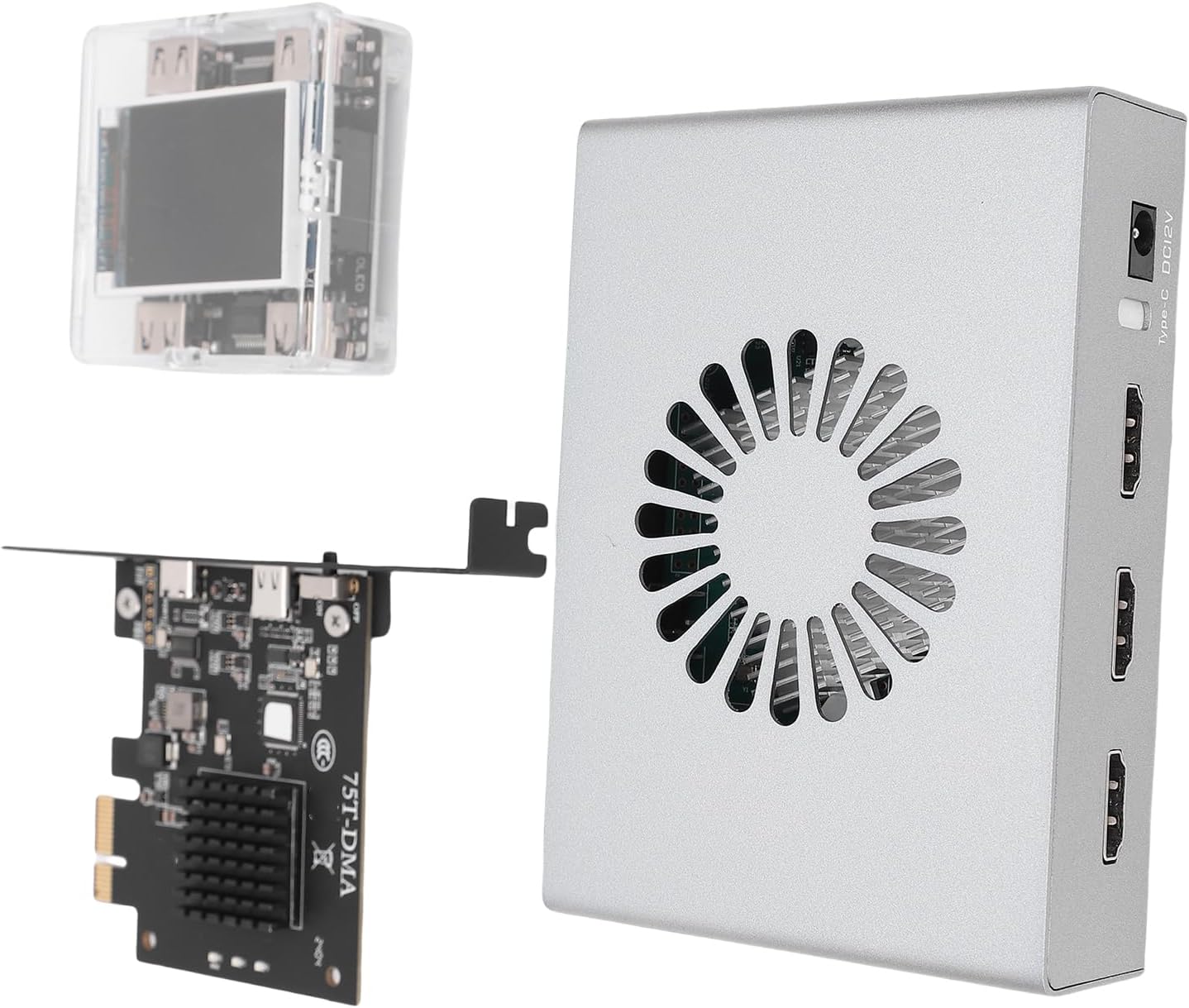 DMA Fuser Complete Kit 3840x2160 60Hz Keyboard Controller Overlayer Synthesizer, Aluminum Alloy Interface for Gaming Console, Dual Machine Access Support