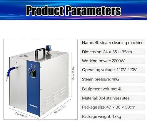 Professional Jewelry Steam Cleaner Machine - 4L Gem Washer for Rings, Earrings, Necklaces, Glasses, Watches, Coins & Dentures - Perfect for Silver & Accessories Cleaning