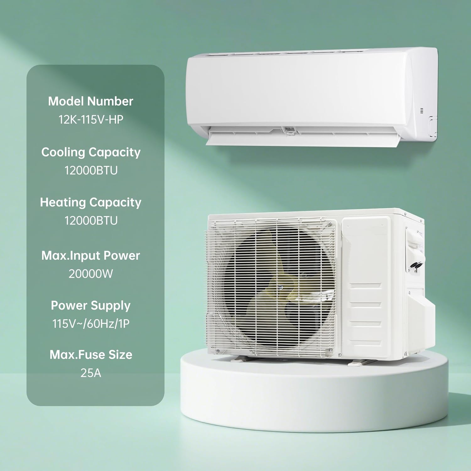 HUMSURE 12000 BTU Mini Split Air Conditioner & Heater, Wifi Enabled 115V Energy Saving Wall Mounted Inverter Ductless AC Unit Cools up to 750 Sq. Ft, Heat Pump & Installation Kit