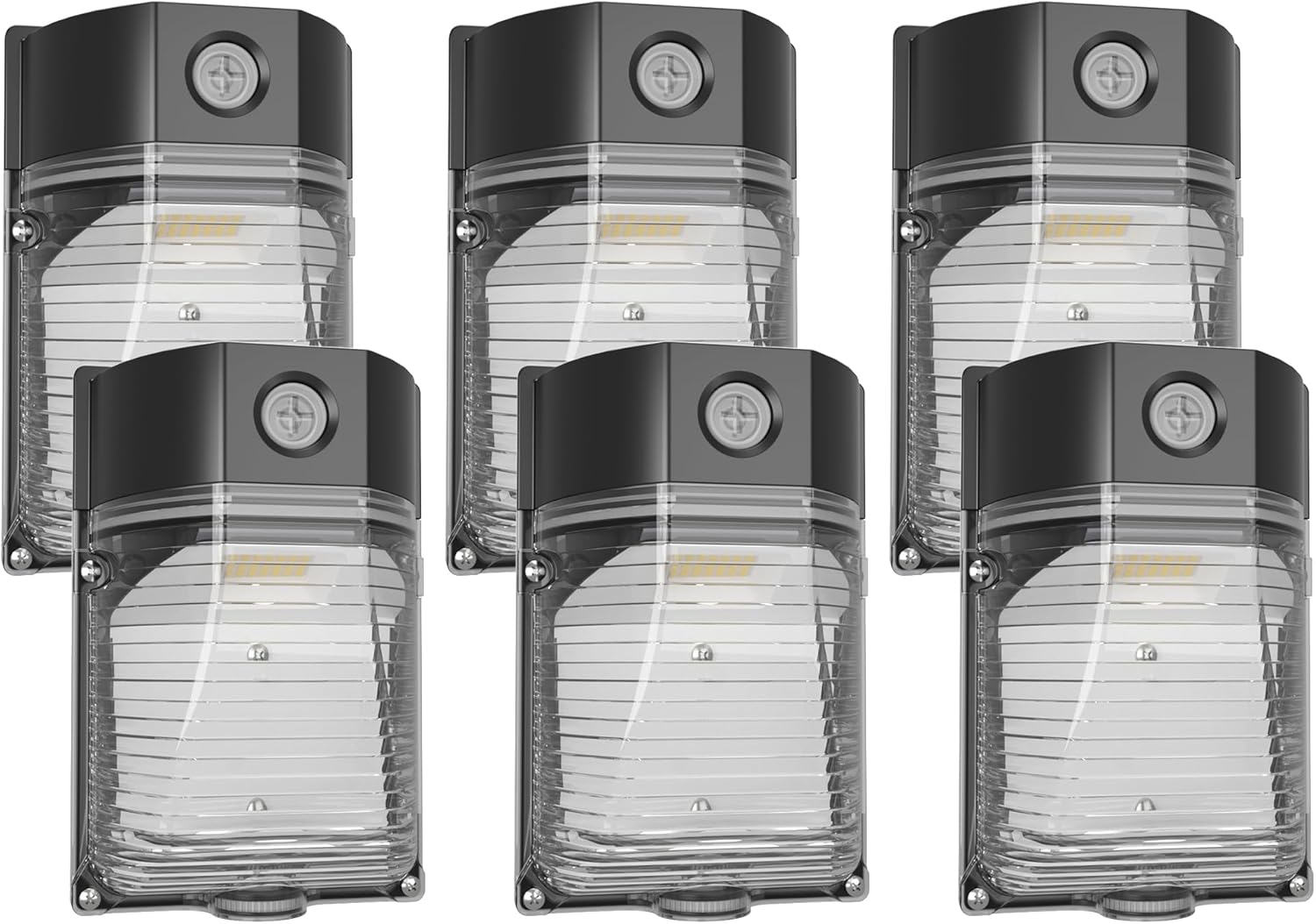 YXL 6PACK 30W 3600LM LED Wall Pack Lights with Dusk to Dawn Photocell, AC100-277V 5000K Wall Pack Lights Outdoor Led, IP65 Waterproof, ETL Listed, for Porch Garden Garage Warehouse Hotel Lighting.