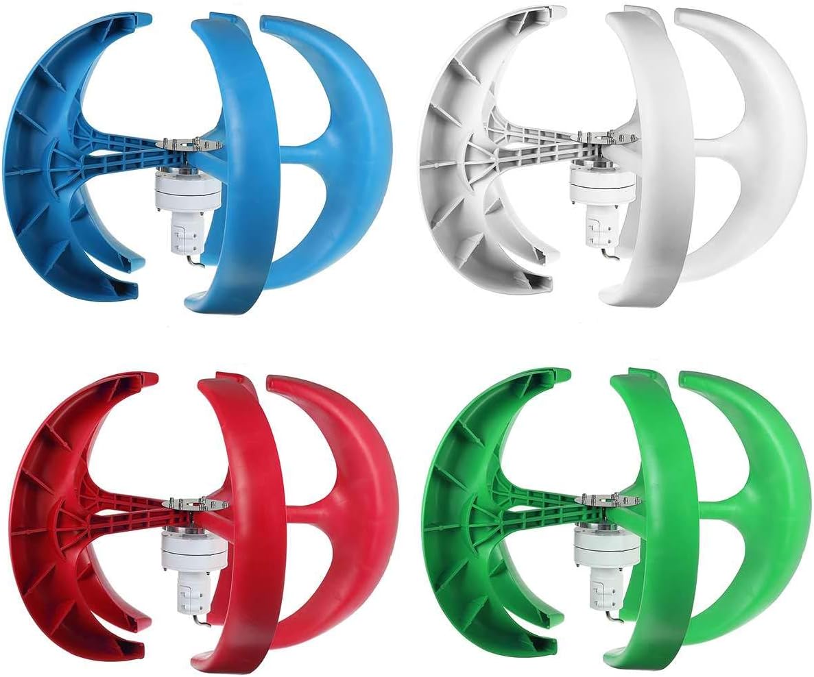 9000W 24V Vertical Axis Wind Turbines Generator 5 Blades Lantern Motor Kit Windmill Energy Charge Turbines for Home Camping,Blue,24v