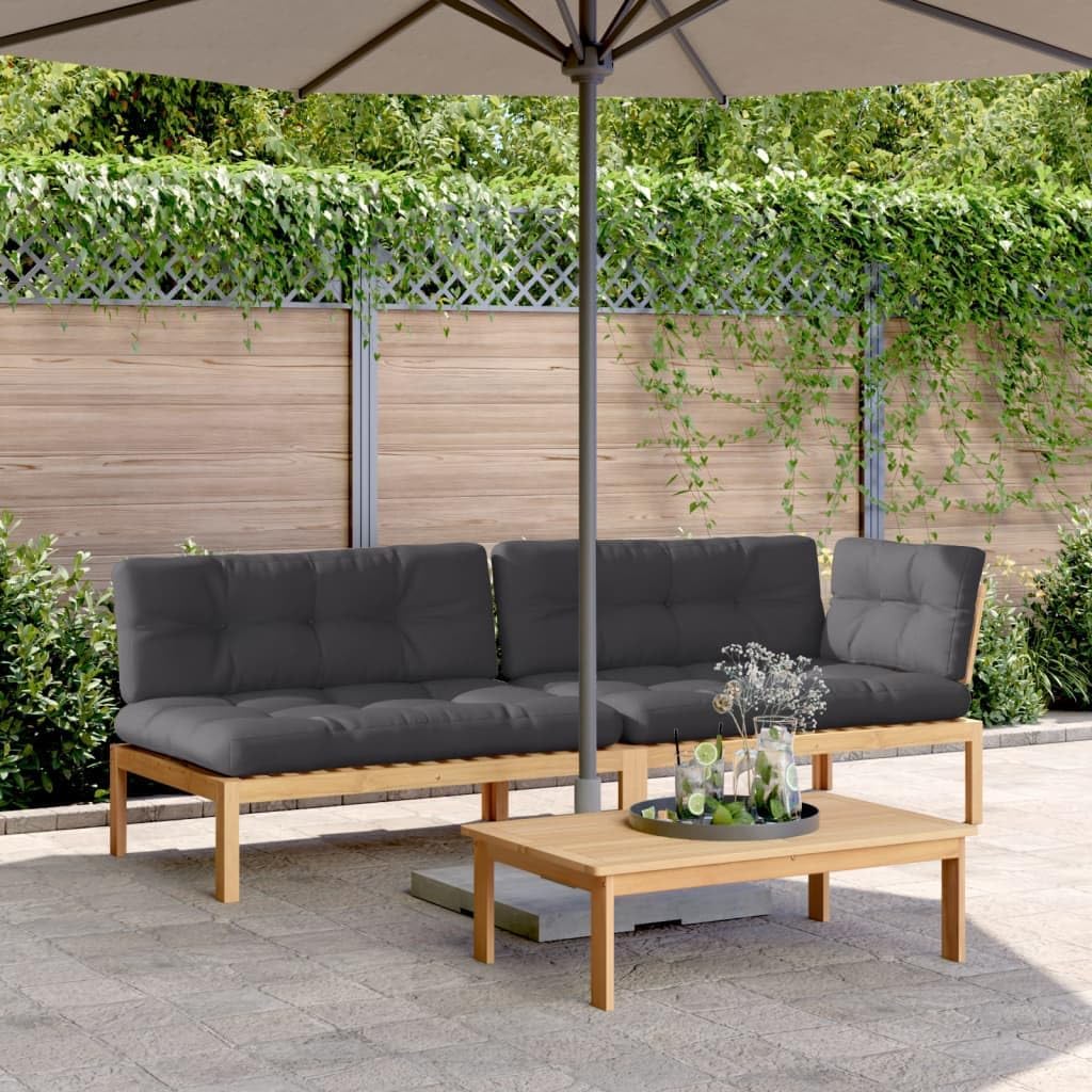 Patio Furniture, 3 Piece Patio Pallet Sofa Set with Cushions Solid Wood Acacia
