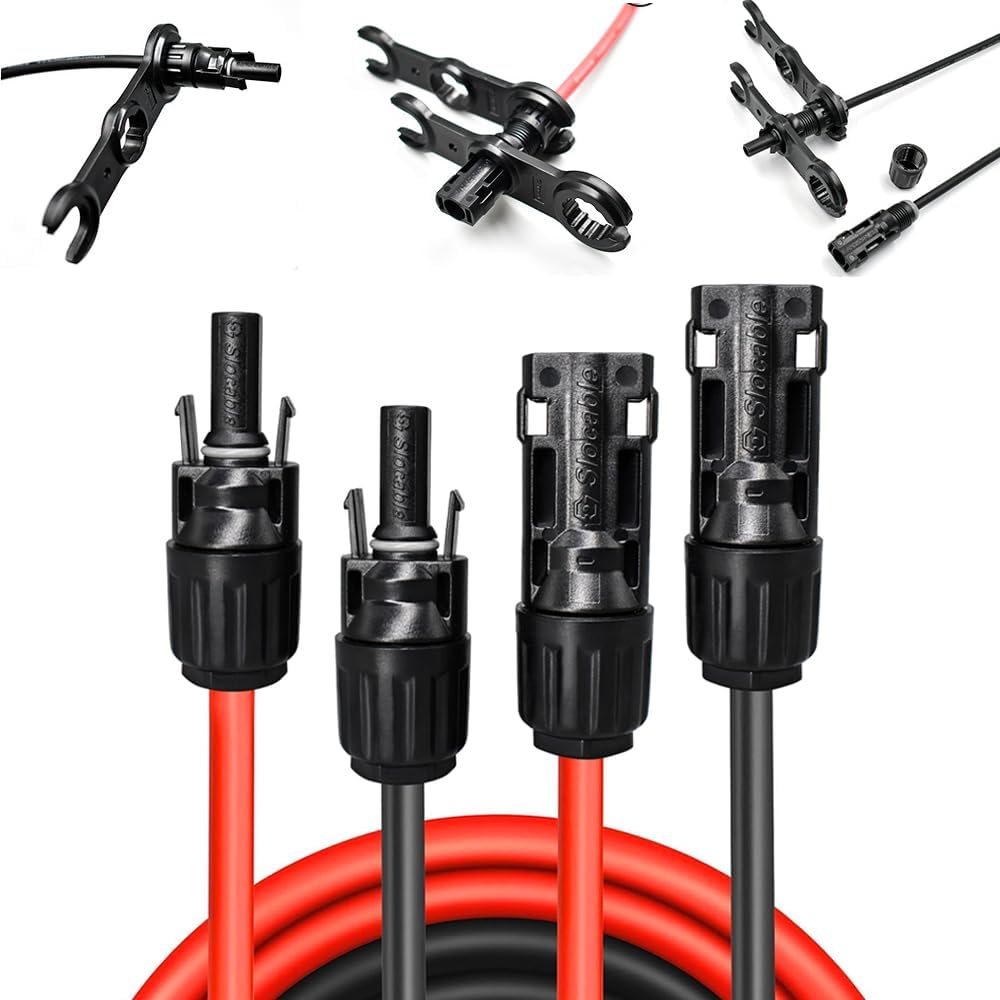 10mm² Solar Panel Connector, 30ft 8AWG Solar Cable with Solar Spanner for RV, Boat, Solar Panels,Car