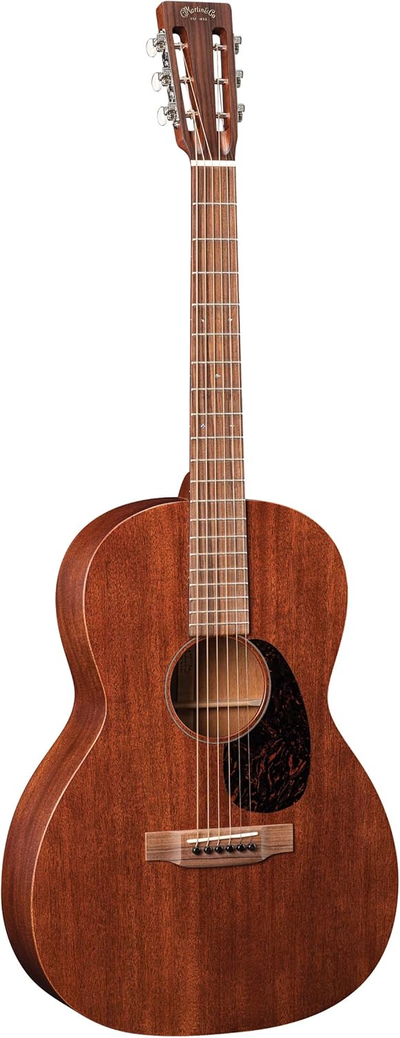Martin Guitar 000-15SM with Gig Bag, Acoustic Guitar for the Working Musician, Mahogany Construction, Satin Finish, 000-12 Fret with Slotted Headstock, and Low Oval Neck Shape