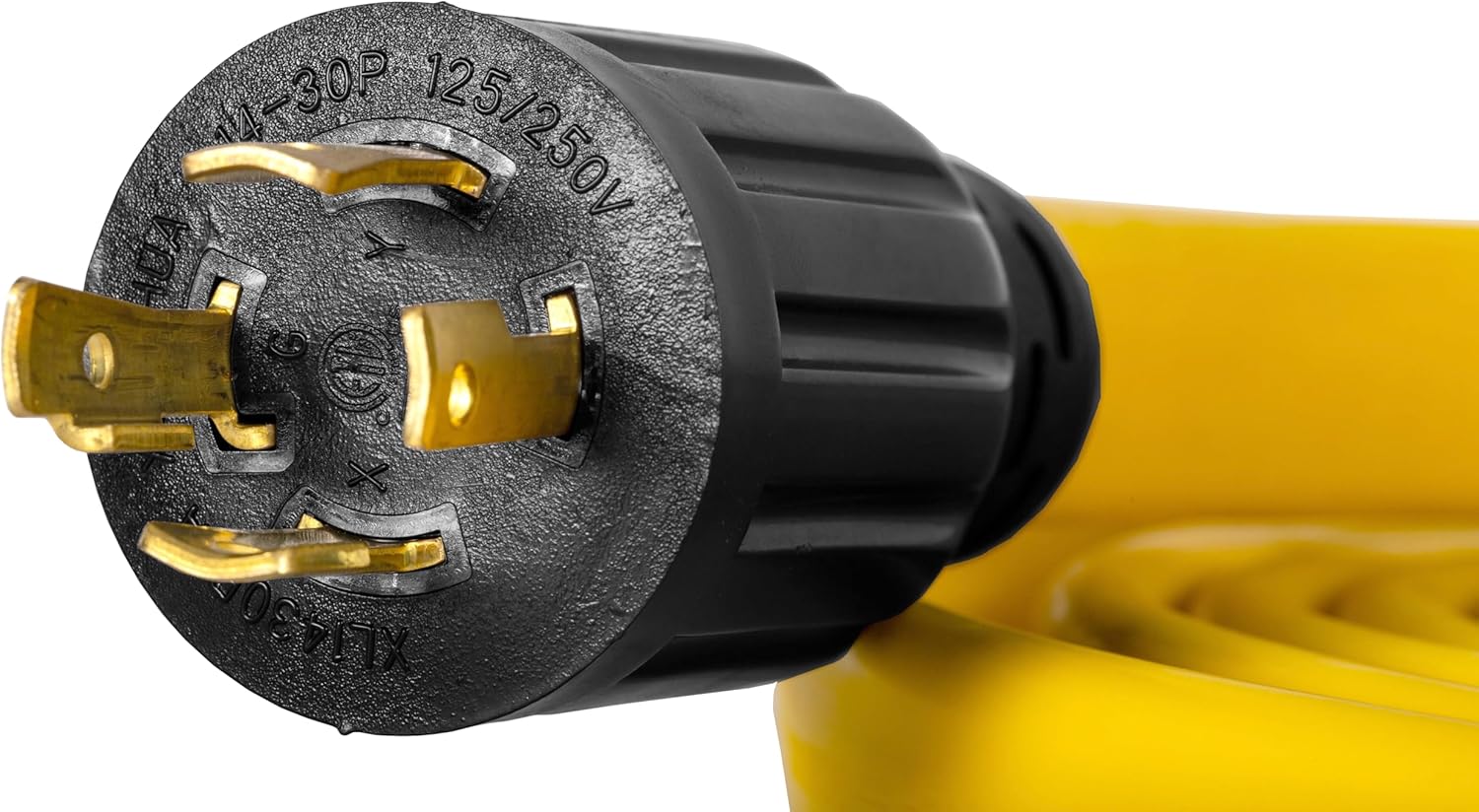 Wen 125V/250V 30-Amp 10-Gauge Flattened Under-Door Generator Extension Cord Splitter, 25-Foot (converts L14-30R to Four 5-20R outlets) (PC1420F)