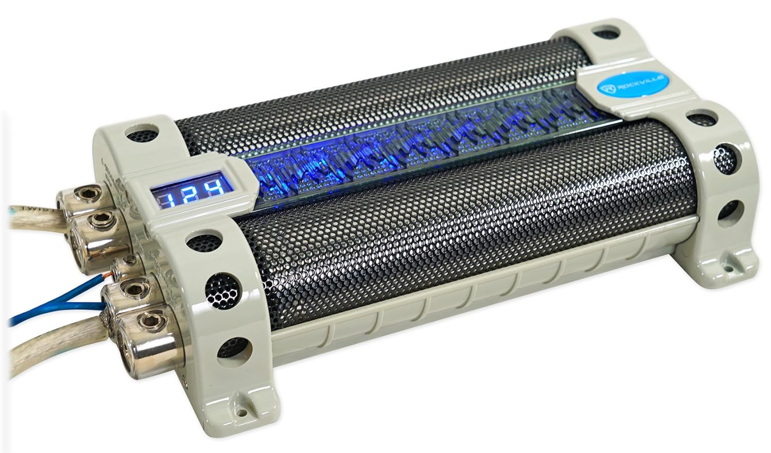 Rockville RFC50F Bundle: 50 Farad car Audio Power Capacitor with Blue Voltage Display, RWK0CU 0 Gauge OFC Amplifier Wiring Installation kit with ANL Fuse Holder, 2-Items