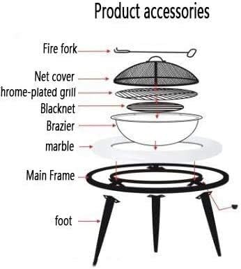 Outdoor Fire Pit Fire Pit Tables for Outside Patio, Wood Burning Fire Pit, Picnic Bonfire, with Grilled,Tongs,Rich Accessories