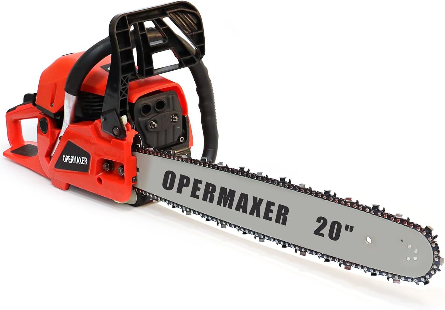 58CC 20 Inch 2-Cycle Gas Powered Chainsaw, 12500r/min 3.8 HP Chainsaw Gas Powered, Low Kickback, Anti-Vibration, Protective Design for Tree Wood Cutting(Red)