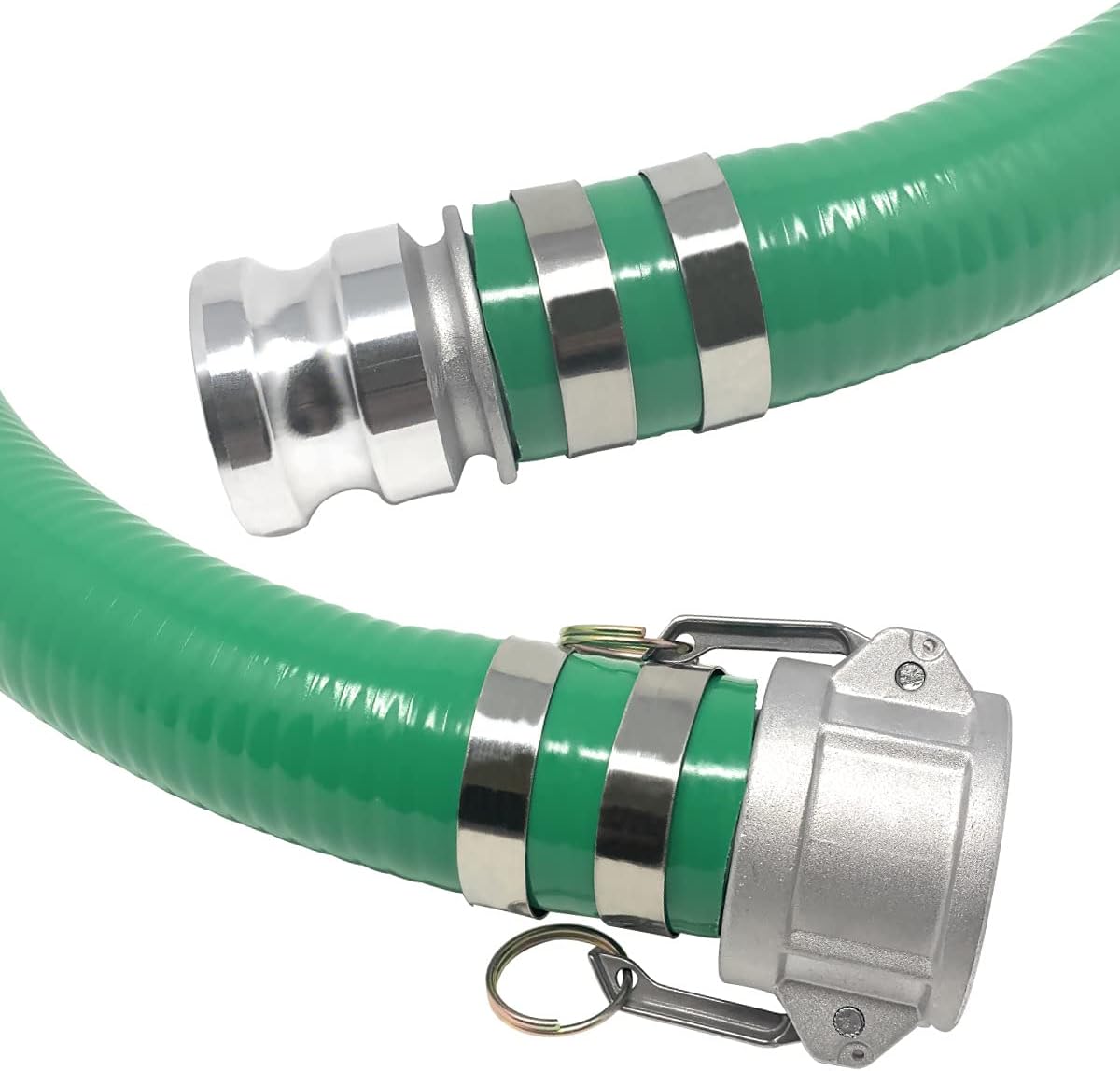 Gloxco Heavy Duty Green PVC Suction Hose Assembly for Water Transfer, 3