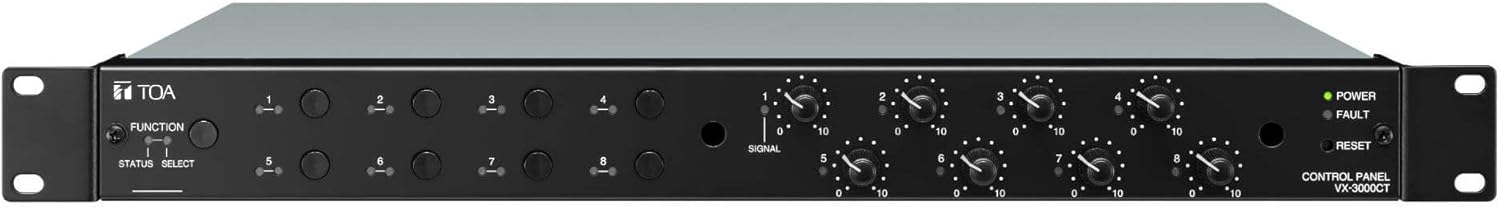 TOA Electronics VX-3000CT AMQ Control Panel; Control Panel with 9 Function Keys and 8 Volume Control Knobs for Easy Operation; Function Keys Are Used for Public Address Operation