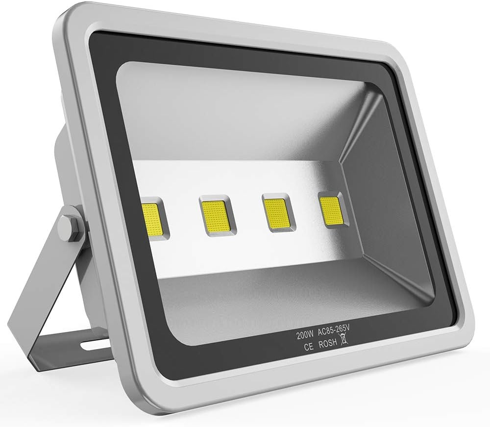 200W LED Flood Lights Outdoor, 110-285V, 20000LM Super Bright Security Light Fixture, IP66 Waterproof 6000K Daylight White，Landscape Commercial Industrial Lighting Fixtures