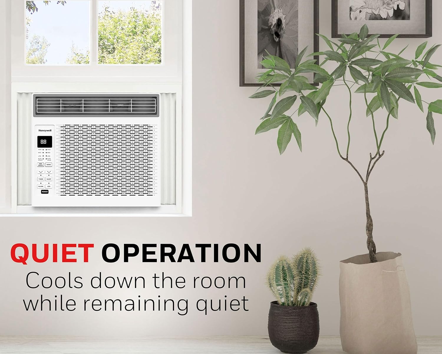 Honeywell 6,000 BTU Digital Window Air Conditioner, Remote, 4 Modes, Eco, 250 sq ft Coverage