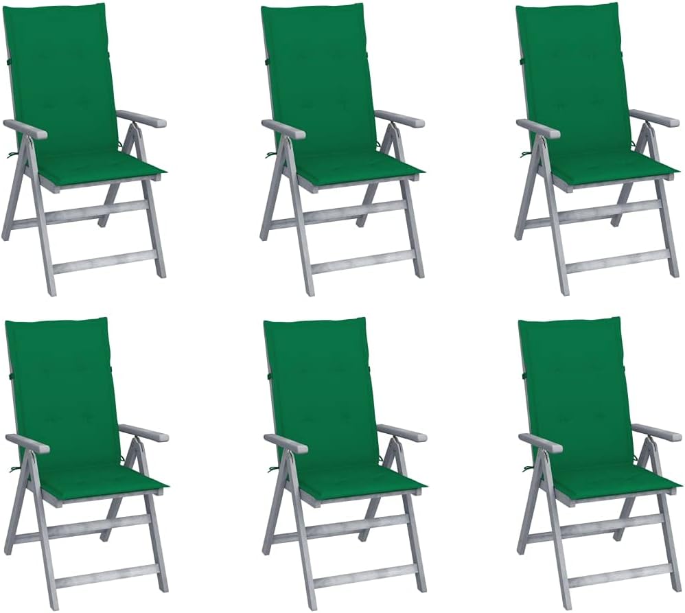 Patio Chair Patio Reclining Chairs 6 pcs with Cushions Solid Acacia Wood