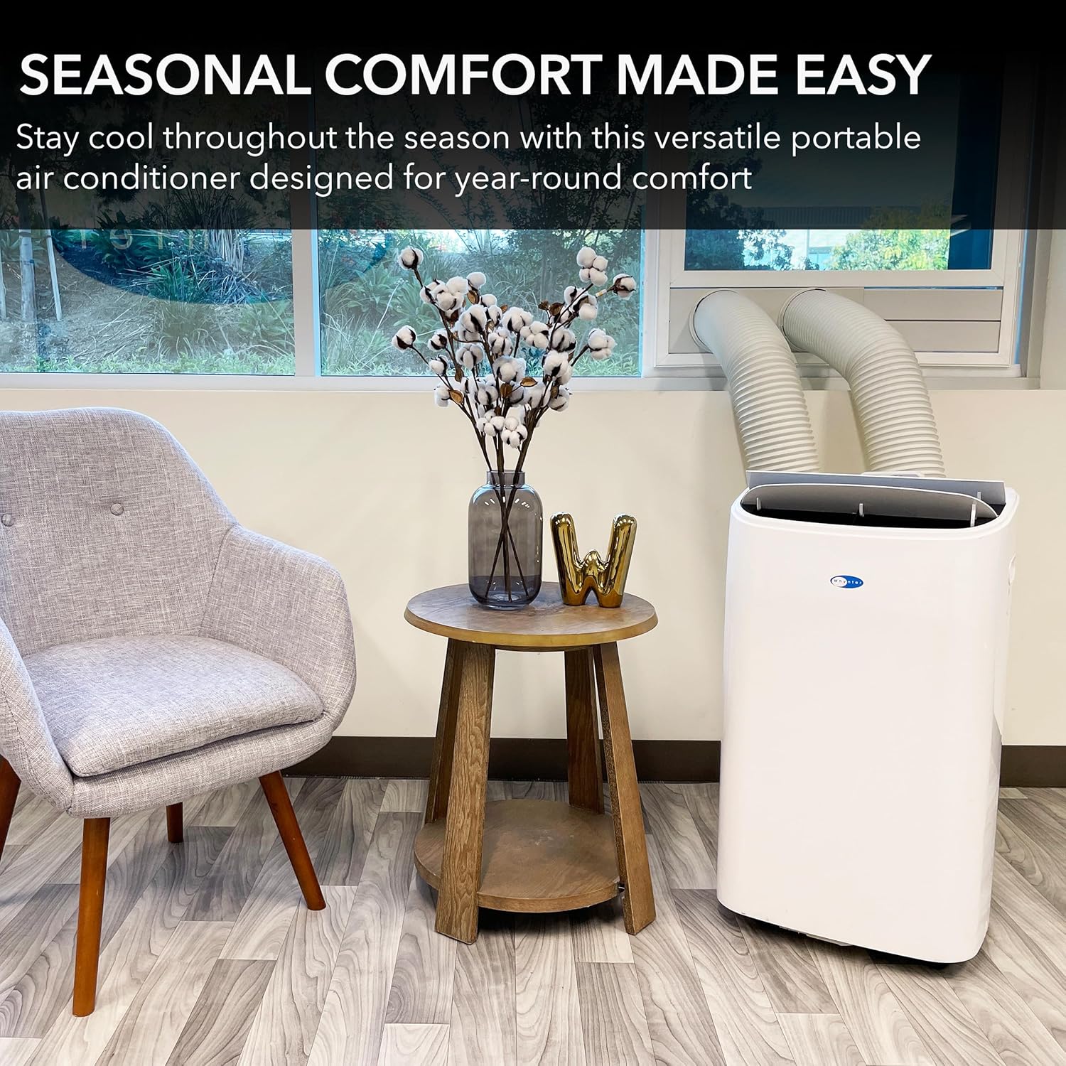 Whynter Portable Air Conditioner 14,000 BTU with Dual Hose Dehumidifier & Cooling Fan for 500 Sq. Ft. Rooms, Includes HEPA Filter, AC Unit Window Kit & Remote, ARC-147WF (10,000 BTU SACC), White