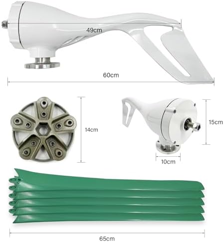 1200W Wind Turbine Generator Kit - 12V/24V/48V with MPPT Controller & 5 Green Blades, Automatic Wind Direction Adjustment, Ideal for Home & Street Lighting