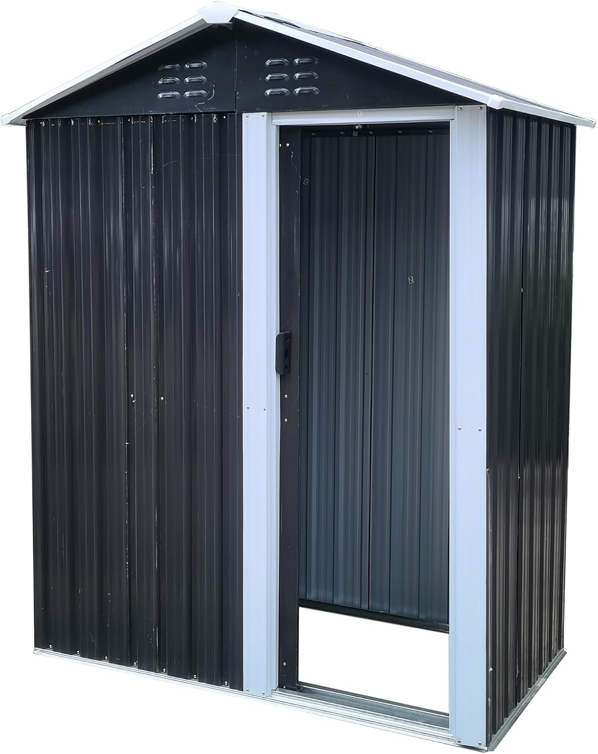 Outdoor Storage Shed,Garden Tool House with Window Floor Foundation Shed for Garden Tool Storage Flat Roof + Windows