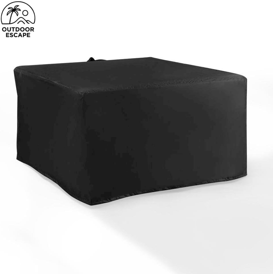 Black Fire Pit Table with Slatted Top and Covers – Propane Backyard Fireplace with Glass Beads and Tank Storage for Patio Furniture Use