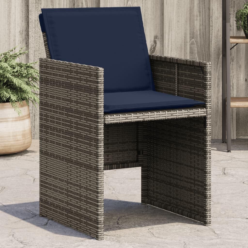 Patio Chairs with Cushions 4 pcs Gray Poly Rattan, Patio Chairs