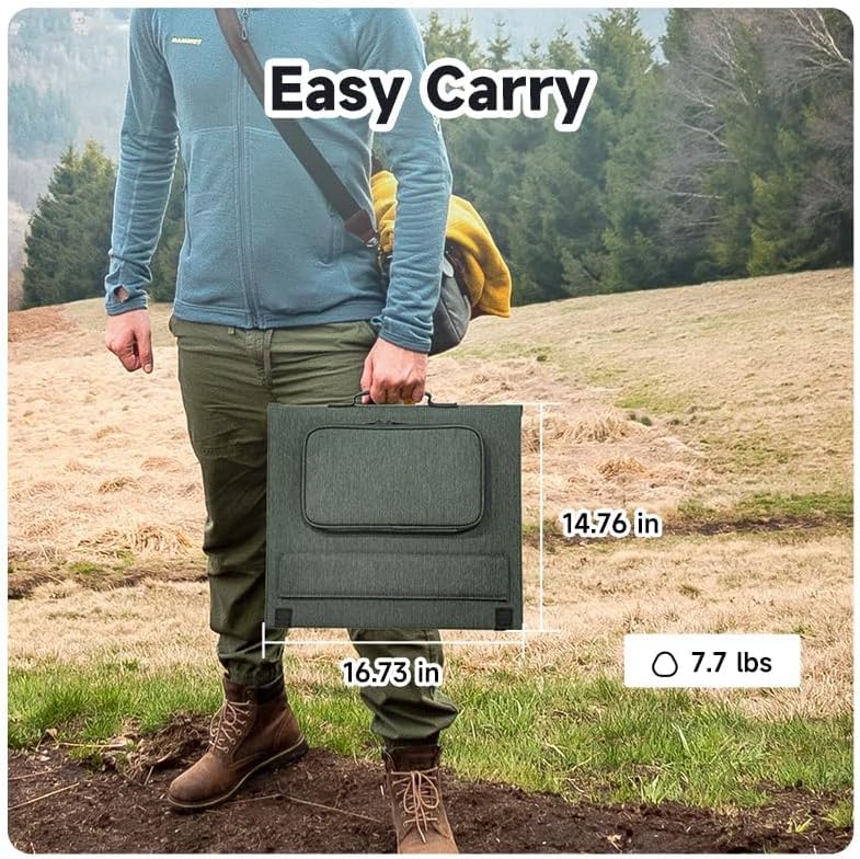 100 watt Flex Solar Panel PWS110 Foldable Portable Power Charger IP65 Waterproof 18V DC & 5V USB Output Compatible for Outdoor Camping RV Travel Off-Grid Small Power Station