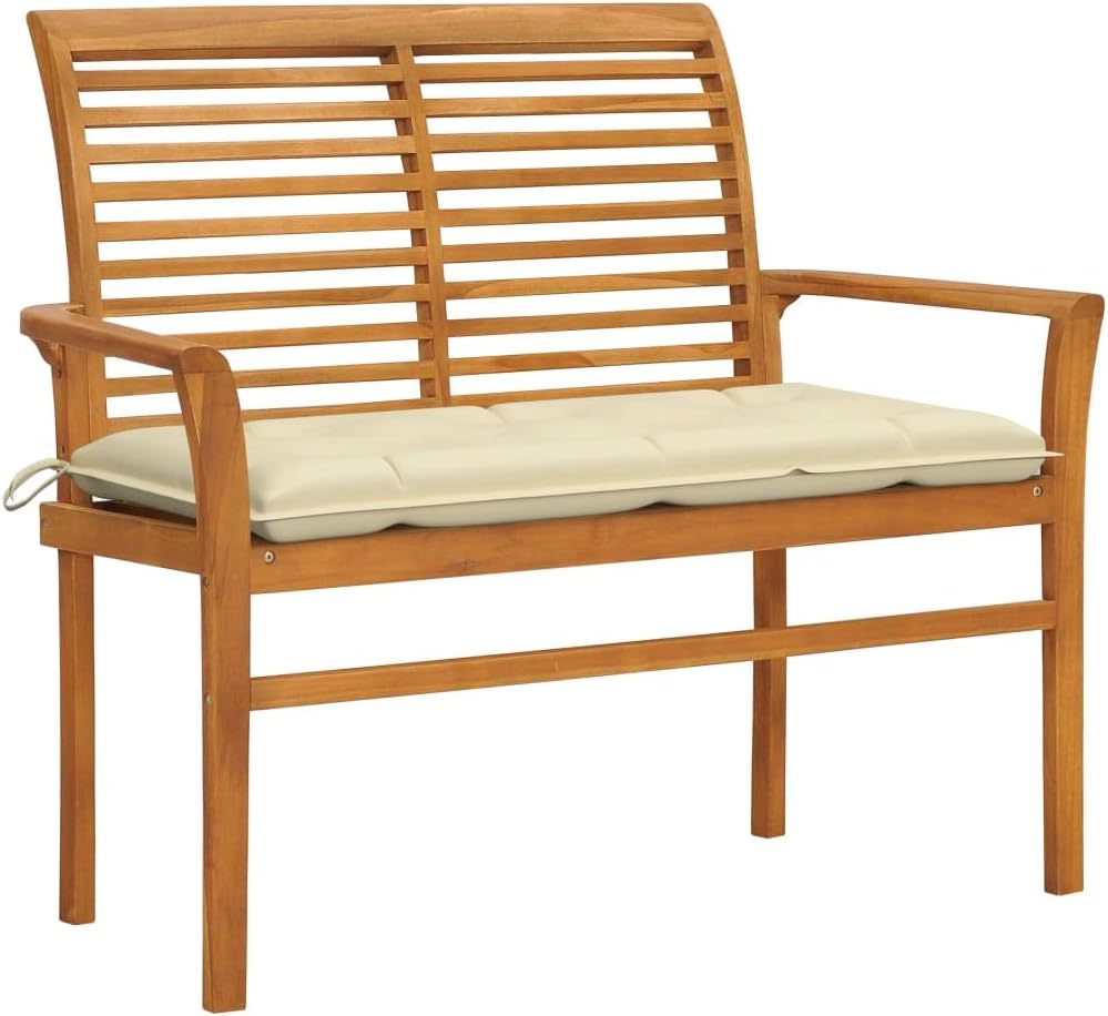 Patio Benches Patio Bench with Cream White Cushion 44.1