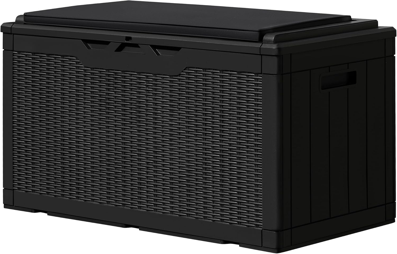 GUNJI 100 Gallon Resin Deck Box with Cushion,Outdoor Weatherproof Large Storage Box,Lockable Storage Container for Patio Furniture,Garden Tools,Pool Supplies (Black)