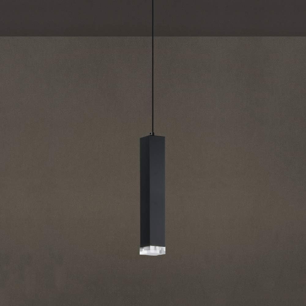 1-Light Led Cylinder Tube Square Pendant Lamps Modern Aluminum Long Cylindrical Crystal Ceiling Chandelier Nordic Personality Creative Restaurant Kitchen Island Decoration Suspension Light,Warm