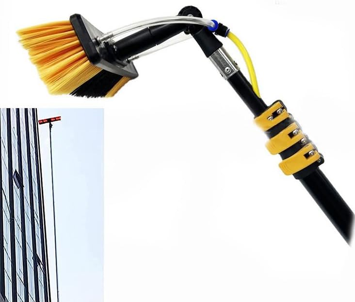 Telescopic Window Cleaning Brush,Water Fed Pole Brush,Cleaning Solar Panels,Window Cleaning Brush for Cleaning Conservatory Roof,Yellow,7.2m