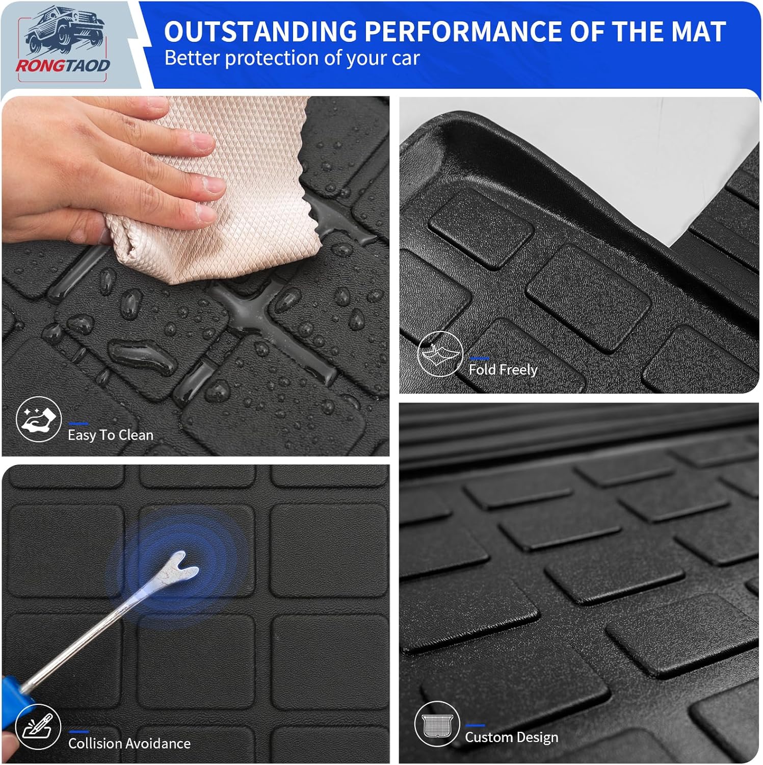 Rongtaod Floor Mats Compatible with 2021-2025 2026 Kia Sorento 6&7 Seats NO Hybrid Cargo Mat Cargo Liner Trunk Liner Trunk Mat Kick Mats Back Seat Protector 2024 Fuel Sorento Accessories (Set of 7)