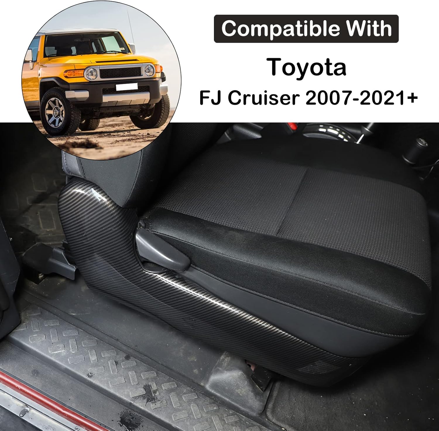 Aunginsy Car Side Seat Trim Panel Cover Bezel Compatible with Toyota FJ Cruiser 2007-2021 Car Side Seat Track Cover Driver Passenger Side Seat Panel Decorative Bezel Cover ABS Interior Accessories