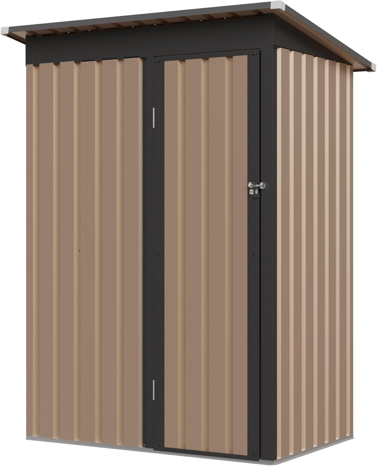 4.27FT x 2.42FT Metal Garden Shed - 5 X 3 FT Pent Roof with Hinge Door, High-Strength Galvanized Steel, Corrosion-Resistant Storage Solution