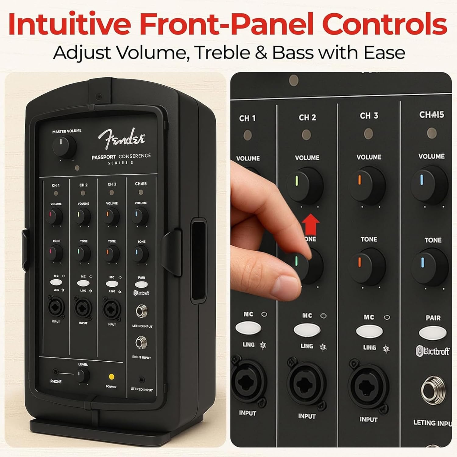 Fender Passport Conference S2 Portable PA System Bundle with Microphone Kit, Compact Speaker Stands, and Instrument Cable