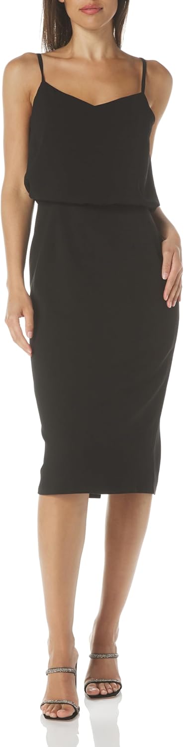 Dress The Population Womens Alondra Blouson Tank Pencil Skirt Midi Dress