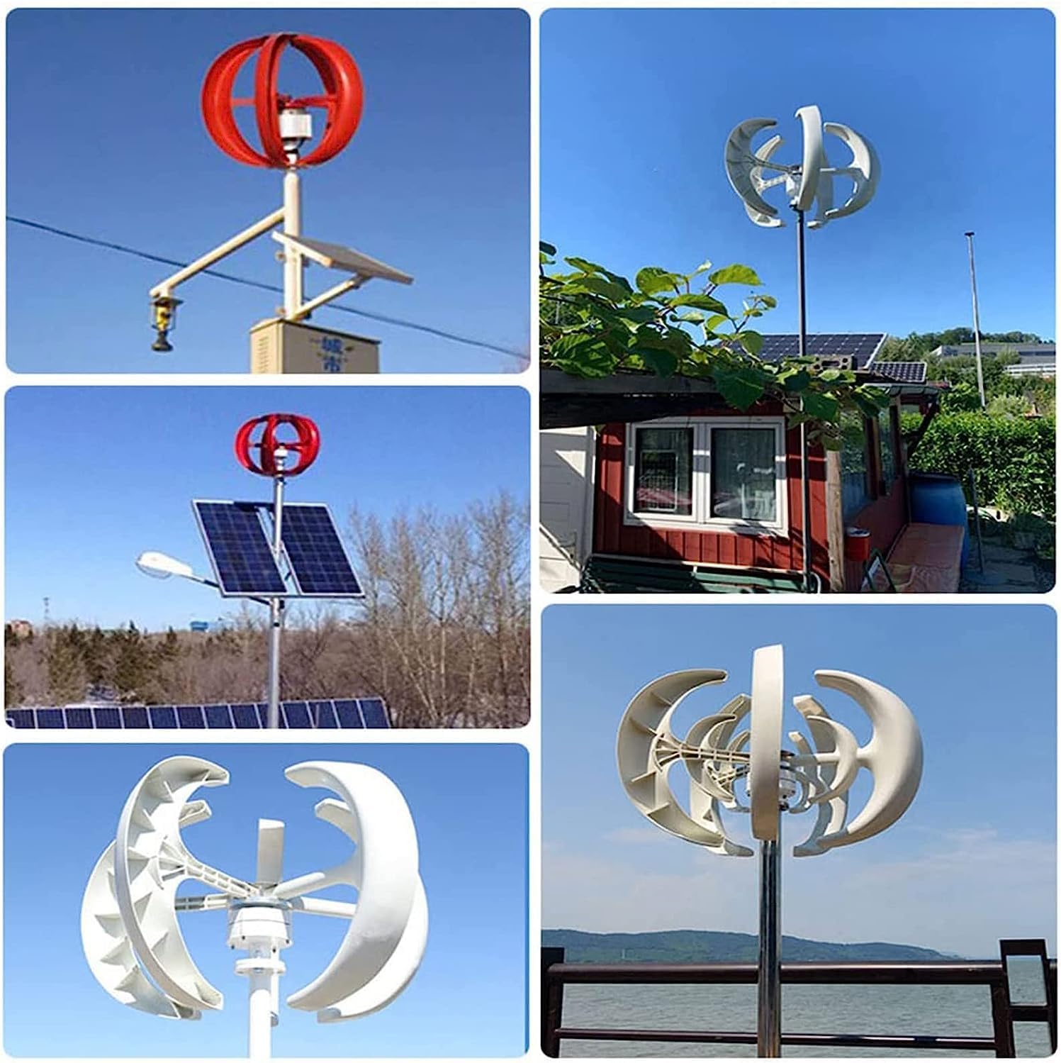 CAJUCA 4000W Wind Turbine Generator Kit,Lantern Shape Vertical Flat Axis Wind Turbine with Solar Complementary Controller, Windmill Generator