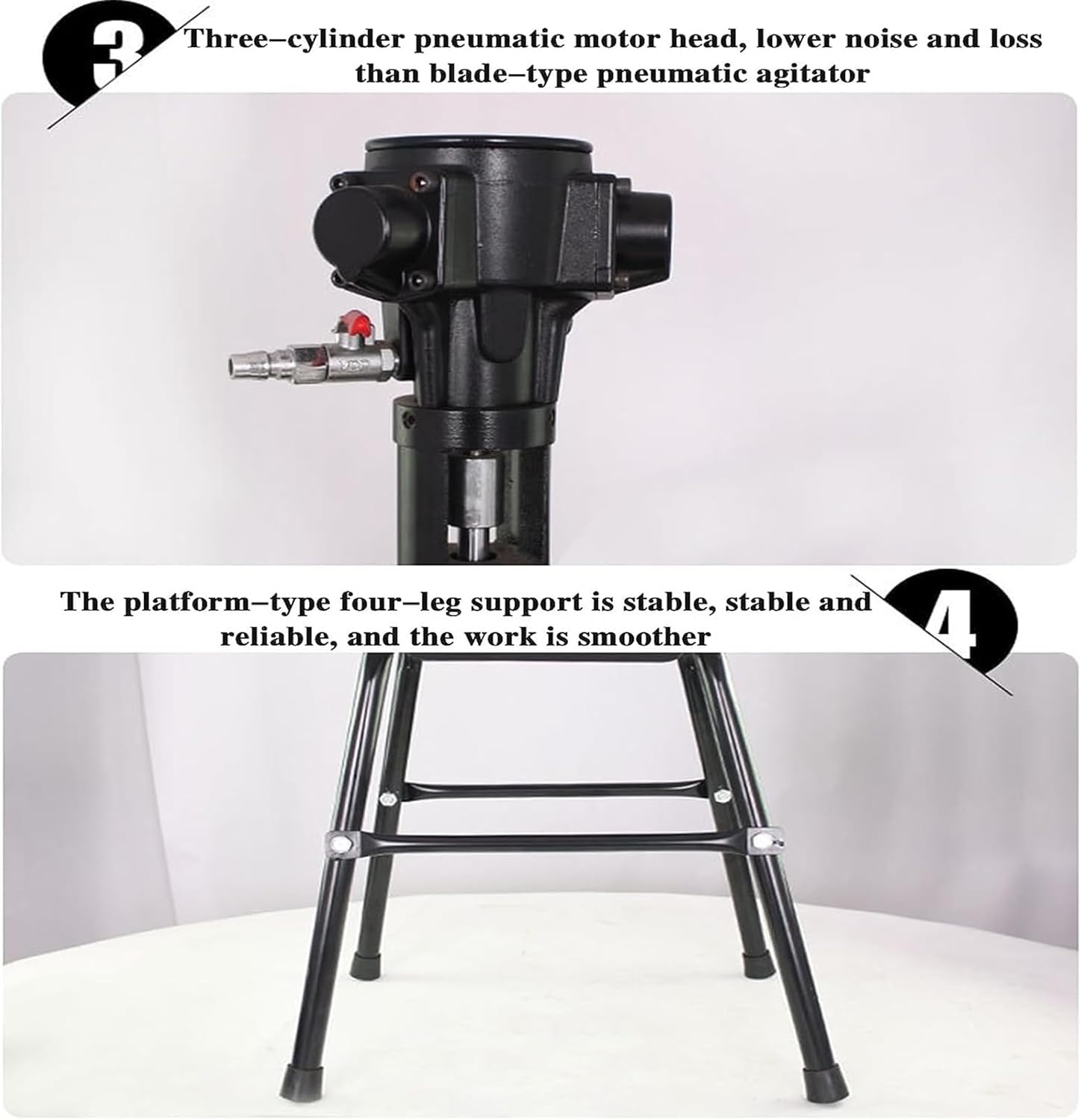 Pneumatic Paint Mixer Machine, 5 Gallon Platform Type Stirring Machine, Stainless Steel Air Mixer Machine, for Paint Coating Materials Viscous Liquid Ink Mix Tool