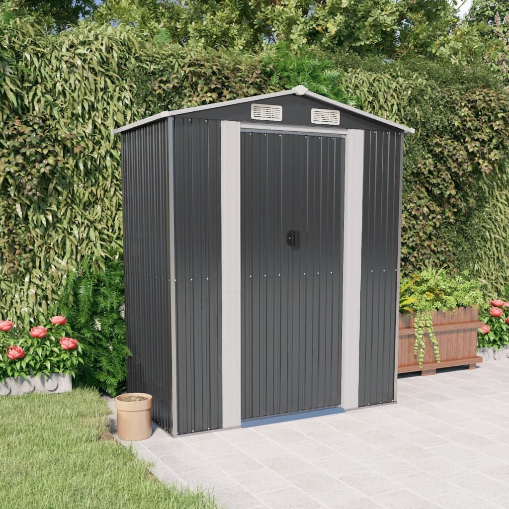 Galvanized Steel Outdoor Storage Shed Anthracite 75.6