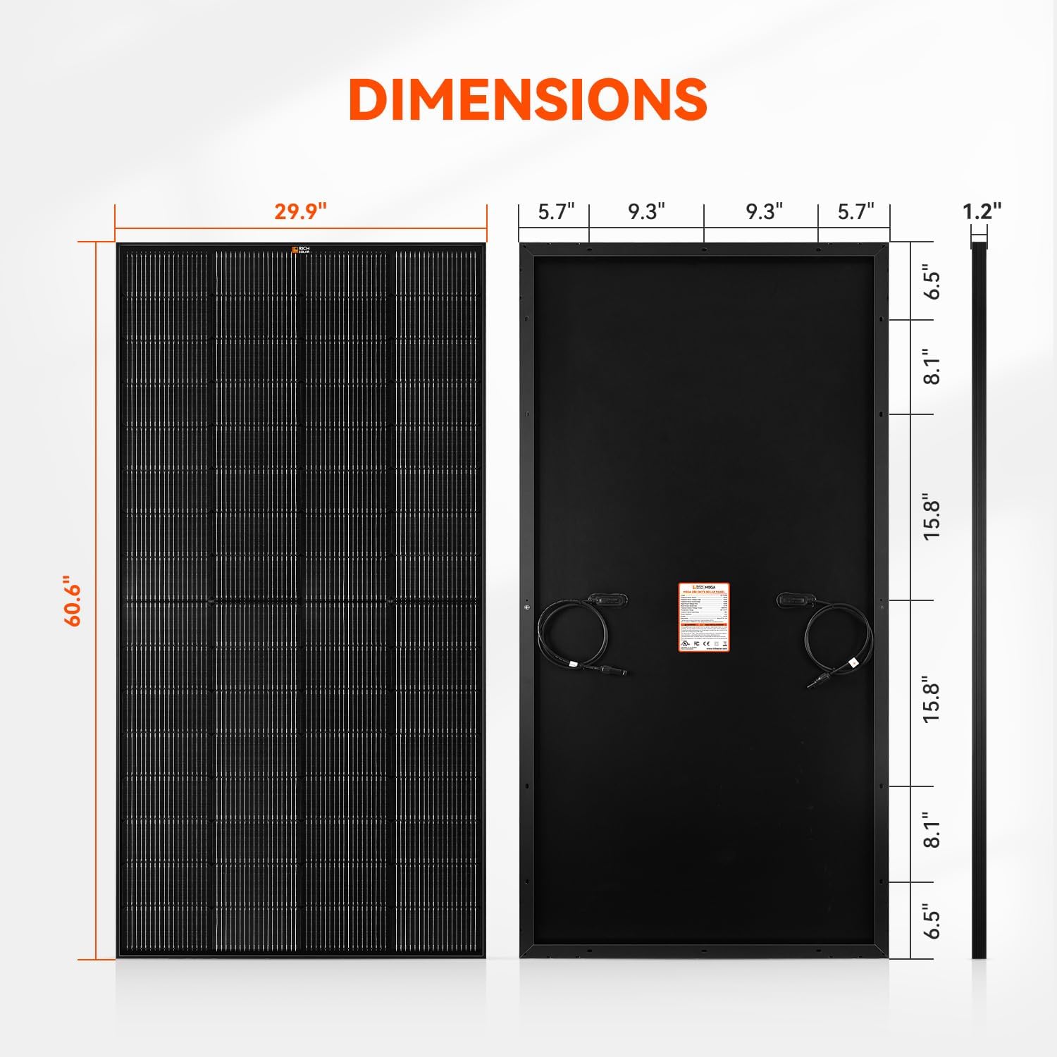 RICH SOLAR 250 Watt 12 Volt 18BB Monocrystalline Solar Panel N-Type Cells High Efficiency Solar Module for RV Trailer Camper Marine Off Grid All Black