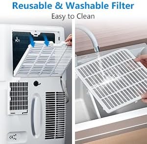 12,000 BTU Portable Air Conditioner, 3-In-1 AC Unit with Built-In Dehumidifier, Compact Standing Air Conditioner for Room Up to 550 Sq. Ft. with Remote and Window Kit, White