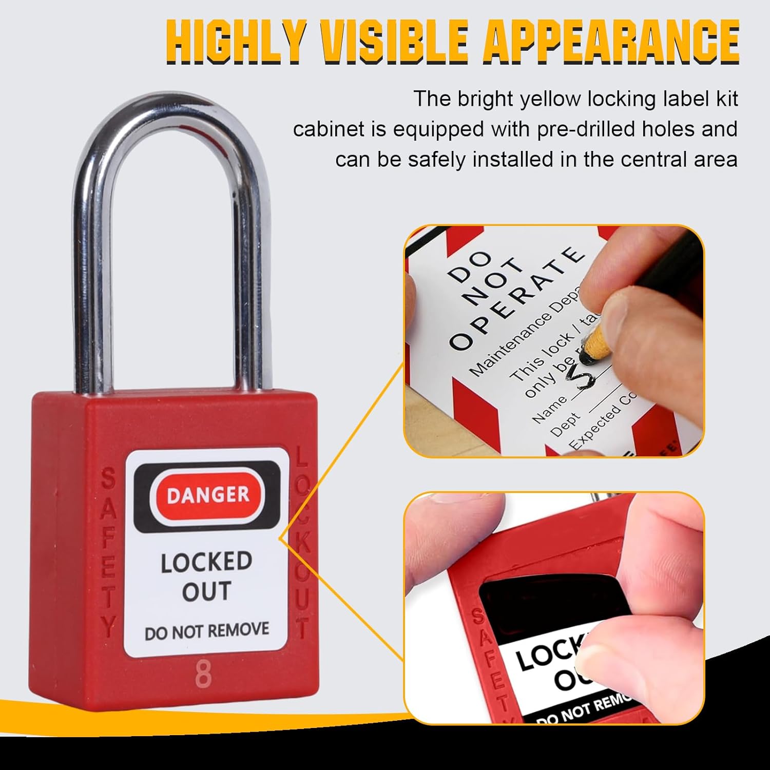 Heavy-Duty Lockout Tagout Station with 20 Safety Padlocks 6 Hasps 60 Tags Lockout Kit for Safety and Maintenance