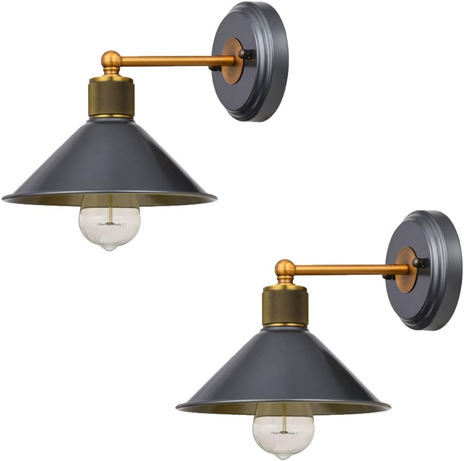 Vintage Porch Waterproof Wall Lights Simple Indoor Exterior Wall Sconce Iron Art 8.6 Inch Wall Mount Farmhouse Wall Lanterns Outdoor Antique Grey Barn Light Garage Patio Lighting Fixture