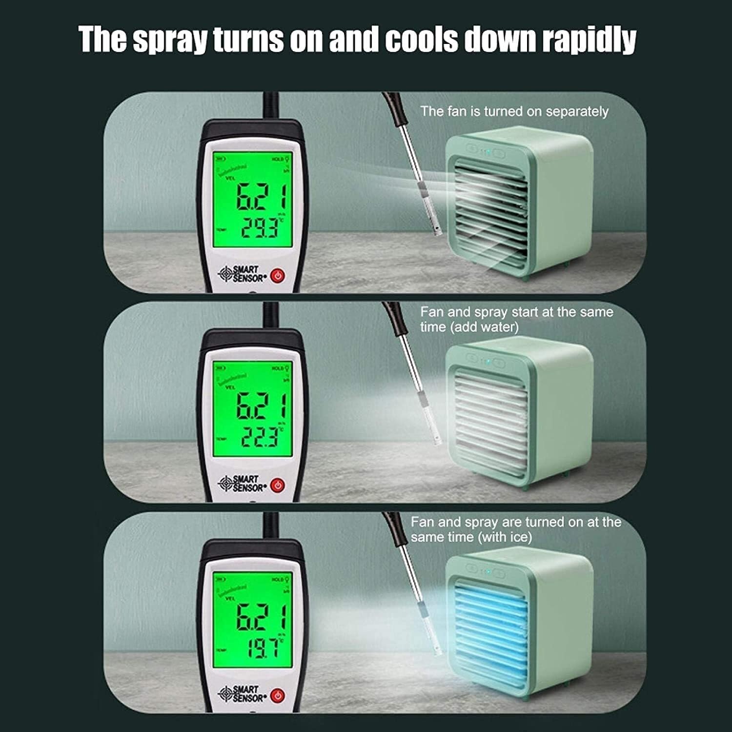 Portable Cooling Fan, USB 3 Speed Office Household Air Cooler Multi-Function Humidifier Air Conditioner