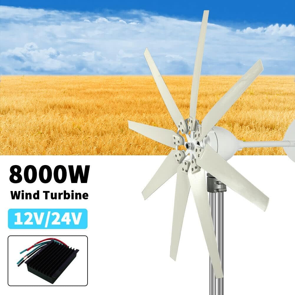 8000W DC 12V-220 V Wind Turbines Generator 8 Blades Powerful Windmill with Power Charge Controller